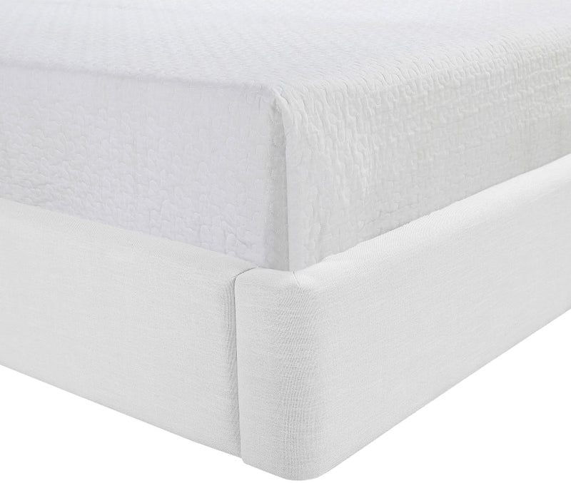 Kendall Linen Textured Fabric Upholstered Full Bed in White - B1282White-F
