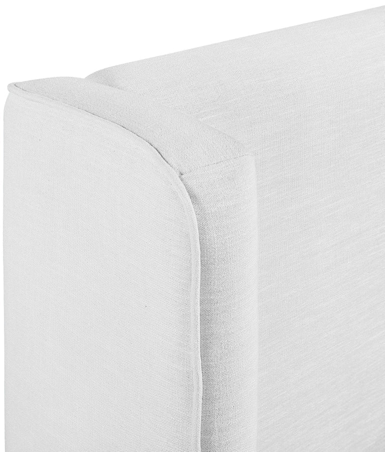 Kendall Linen Textured Fabric Upholstered Full Bed in White - B1282White-F