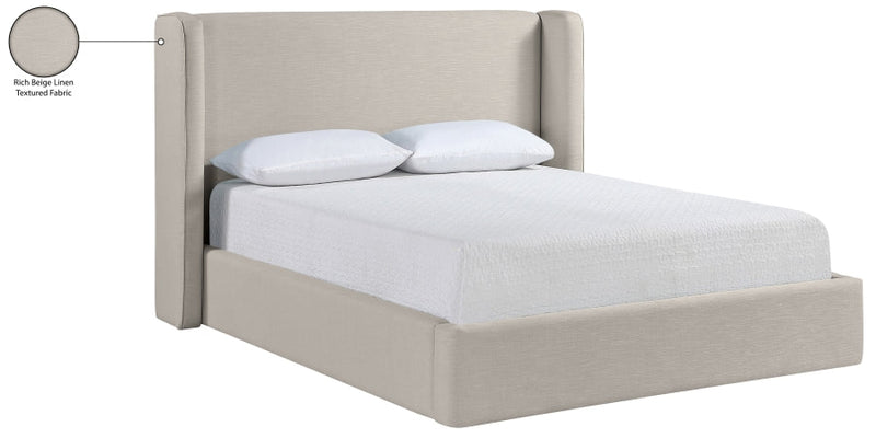 Kendall Linen Textured Fabric Upholstered King Bed in Beige - B1282Beige-K