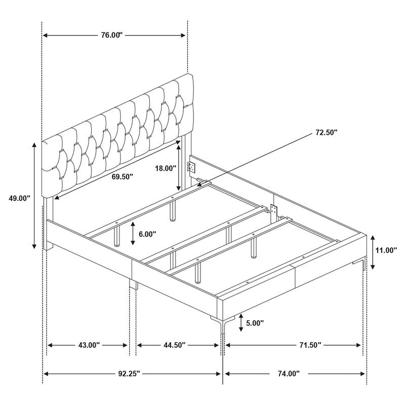 Kendall Upholstered California King Panel Bed Black - 224451KW