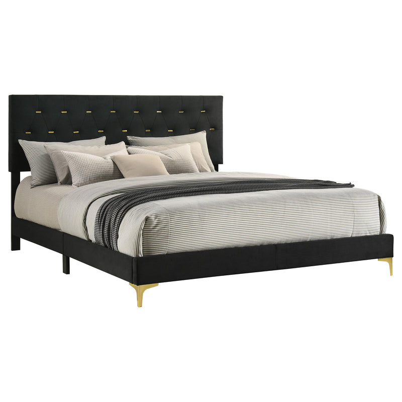 Kendall Upholstered Eastern King Panel Bed Black - 224451KE