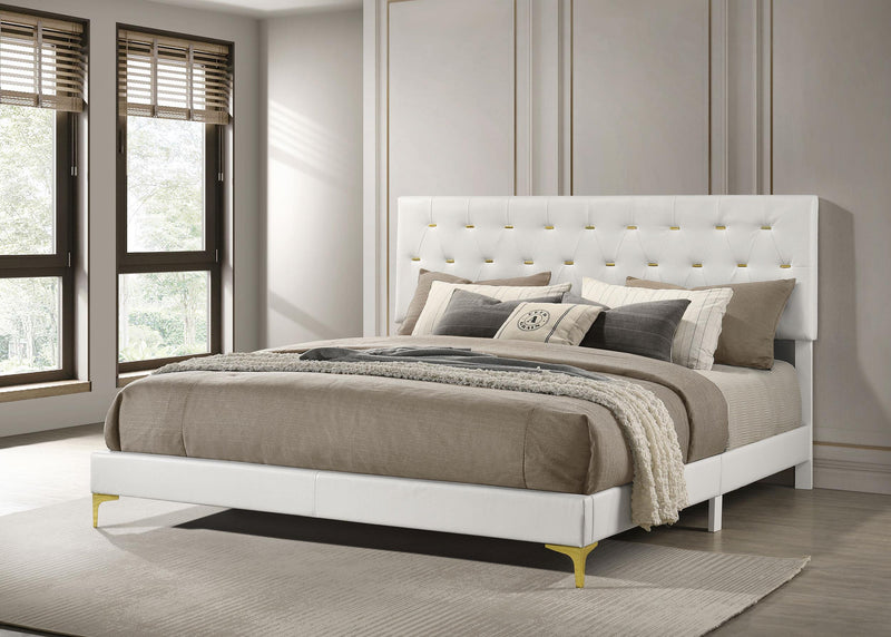 Kendall Upholstered Eastern King Panel Bed White - 224401KE