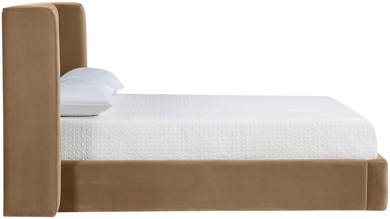 Kendall Velvet Upholstered Full Bed in Beige - B1283Beige-F