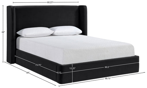 Kendall Velvet Upholstered Full Bed in Black - B1283Black-F