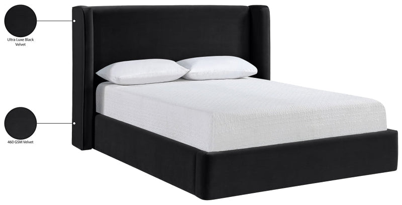 Kendall Velvet Upholstered Full Bed in Black - B1283Black-F