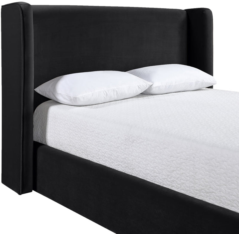 Kendall Velvet Upholstered Full Bed in Black - B1283Black-F