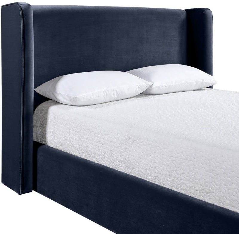 Kendall Velvet Upholstered Full Bed in Blue - B1283Navy-F