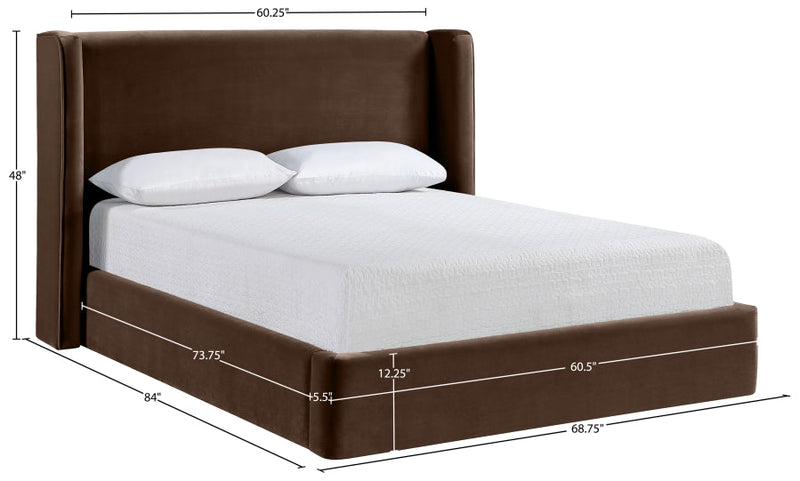 Kendall Velvet Upholstered Full Bed in Brown - B1283Brown-F