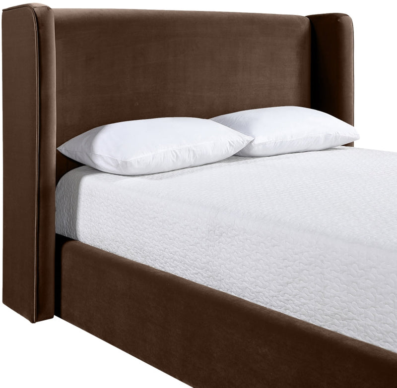 Kendall Velvet Upholstered Full Bed in Brown - B1283Brown-F
