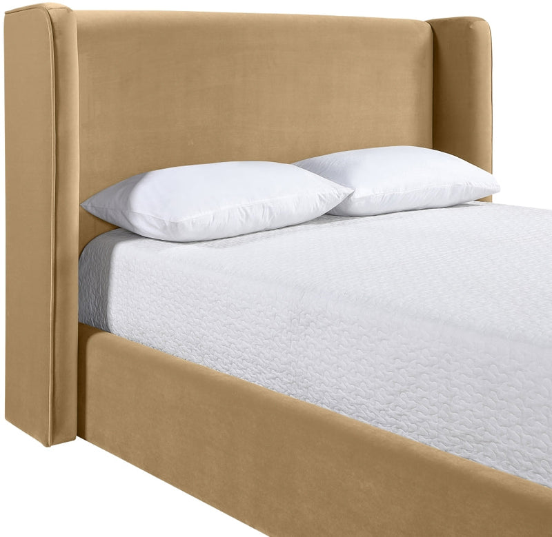 Kendall Velvet Upholstered Full Bed in Camel - B1283Camel-F
