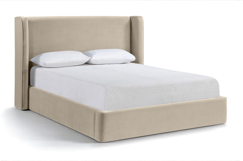 Kendall Velvet Upholstered Full Bed in Cream - B1283Cream-F