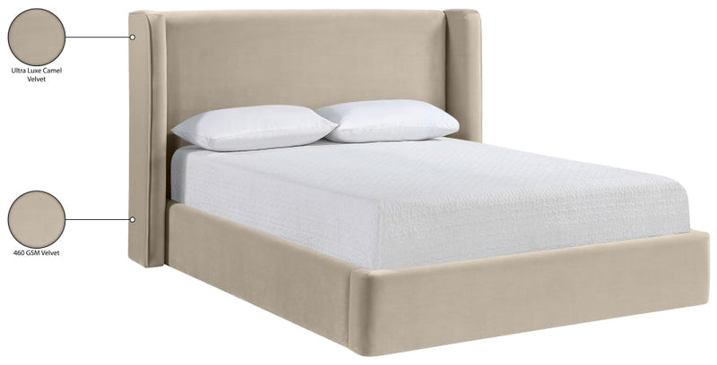 Kendall Velvet Upholstered Full Bed in Cream - B1283Cream-F