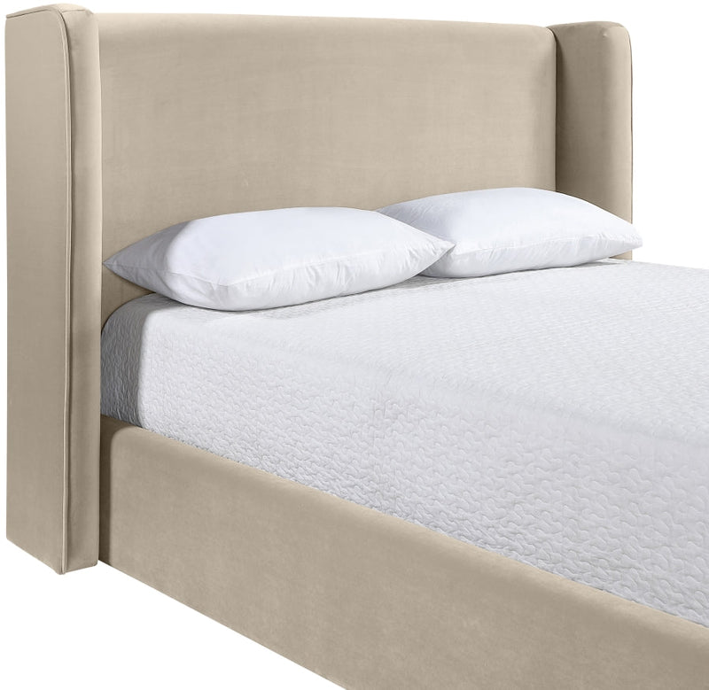 Kendall Velvet Upholstered Full Bed in Cream - B1283Cream-F