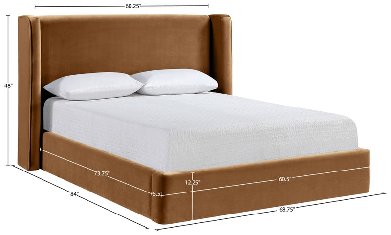 Kendall Velvet Upholstered Full Bed in Saddle - B1283Saddle-F