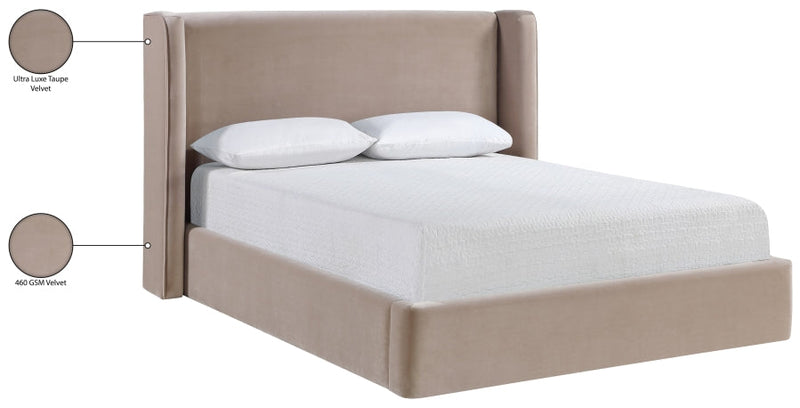 Kendall Velvet Upholstered Full Bed in Taupe - B1283Taupe-F