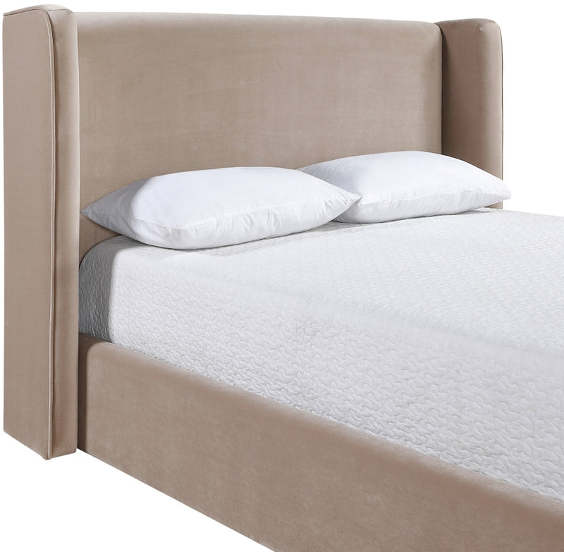 Kendall Velvet Upholstered Full Bed in Taupe - B1283Taupe-F