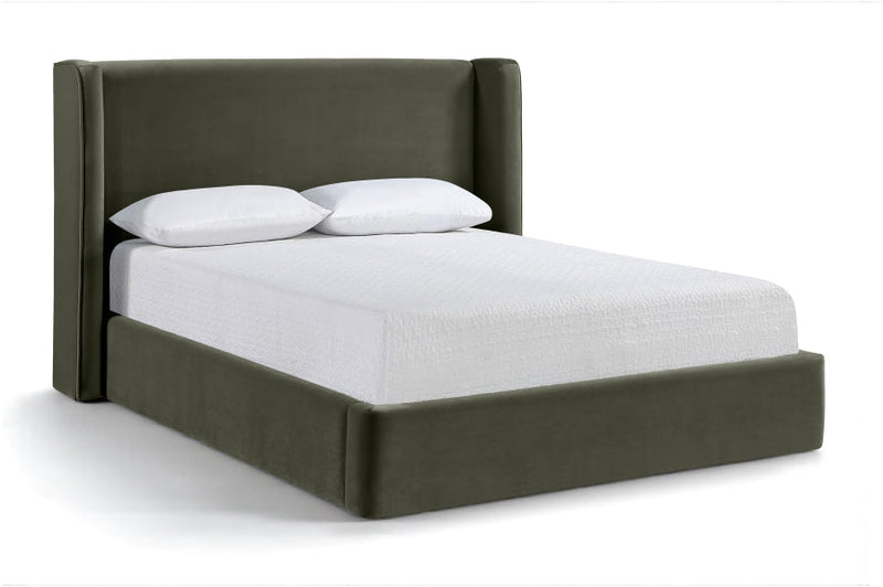 Kendall Velvet Upholstered Queen Bed in Green - B1283Green-Q