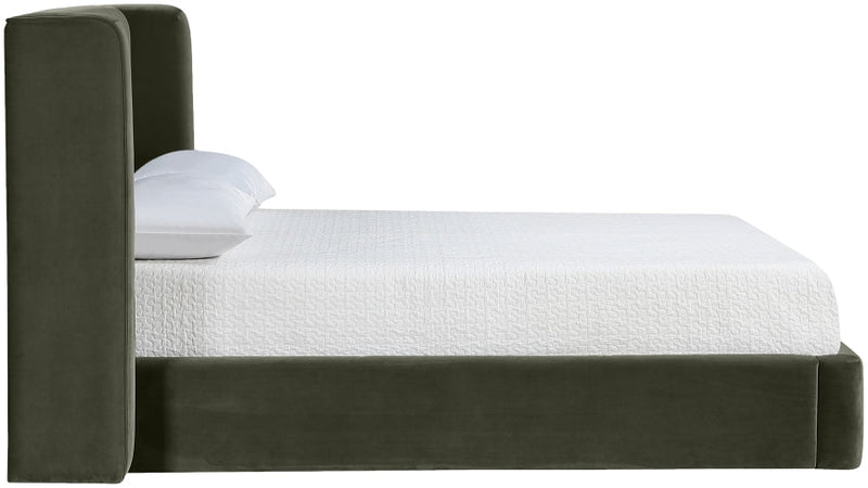 Kendall Velvet Upholstered Queen Bed in Green - B1283Green-Q