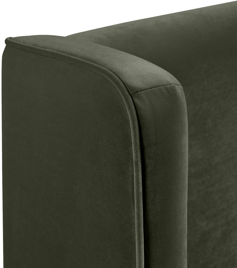 Kendall Velvet Upholstered Queen Bed in Green - B1283Green-Q