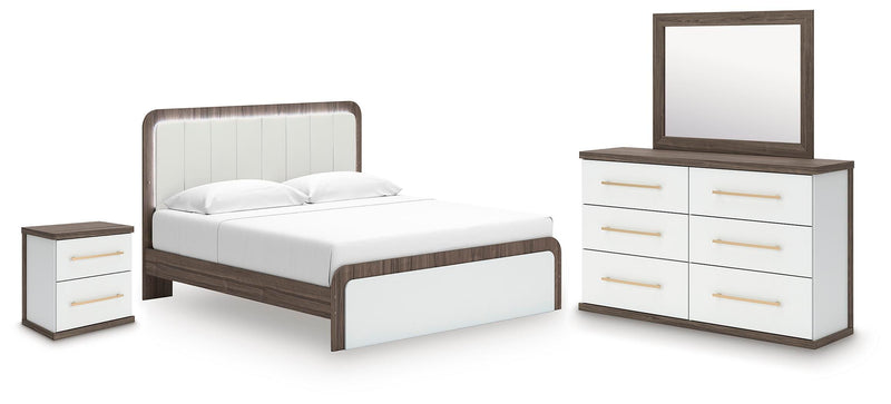 Kendanport King Platform Bed, Dresser, Mirror and Nightstand - PCB1108B12
