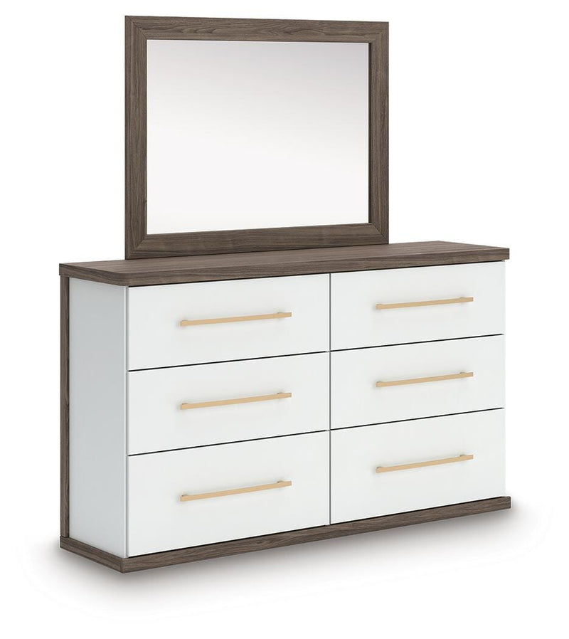 Kendanport King Upholstered Bed, Dresser and Mirror - PCB1108B14