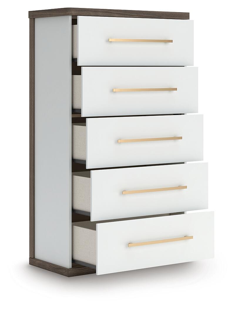 Kendanport King Upholstered Bed, Dresser, Mirror and Chest - B1108B16