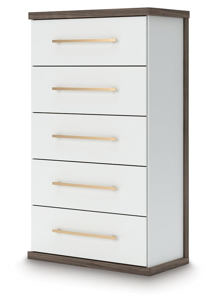 Kendanport King Upholstered Bed, Dresser, Mirror and Chest - B1108B16
