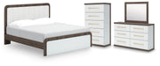 Kendanport King Upholstered Bed, Dresser, Mirror and Chest - B1108B16
