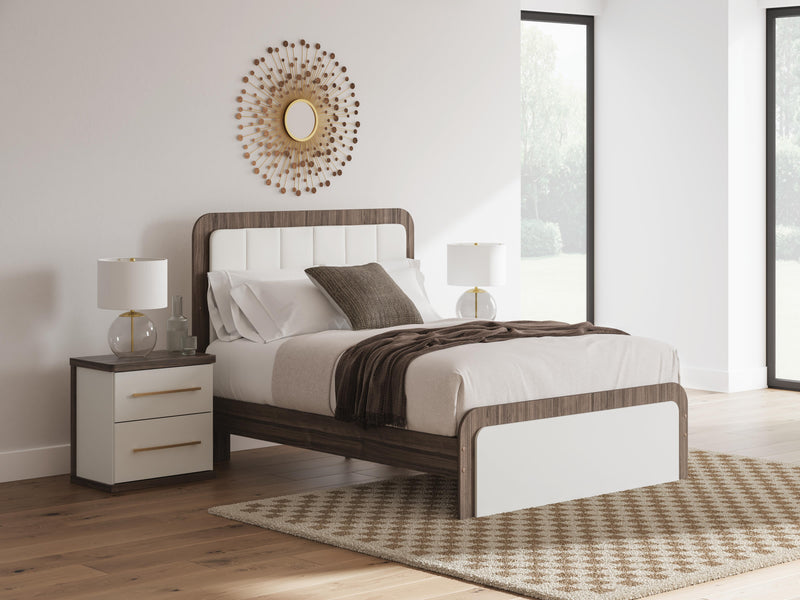 Kendanport Queen Upholstered Bed and 2 Nightstands - PCB1108B13