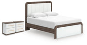 Kendanport Queen Upholstered Bed and 2 Nightstands - PCB1108B13