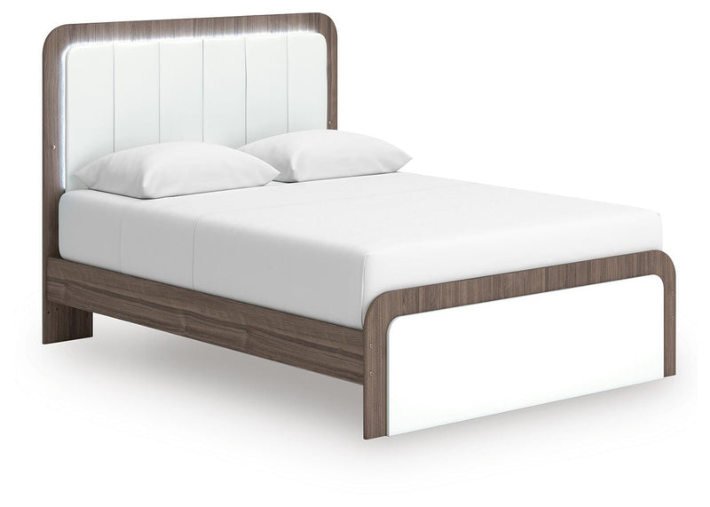 Kendanport Queen Upholstered Bed and 2 Nightstands - PCB1108B13