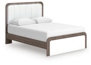 Kendanport Queen Upholstered Platform Bed, Dresser and Mirror - PCB1108B3