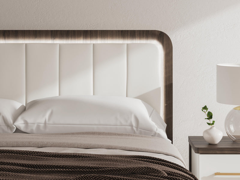 Kendanport White/Brown King Upholstered Bed - PCB1108B8