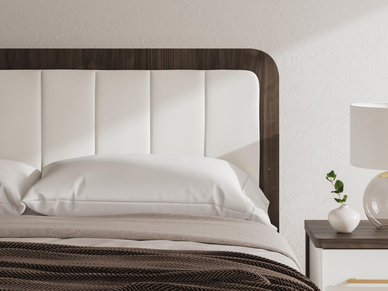 Kendanport White/Brown King Upholstered Bed - PCB1108B8