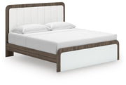 Kendanport White/Brown King Upholstered Bed - PCB1108B8