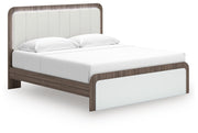 Kendanport White/Brown King Upholstered Bed - PCB1108B8