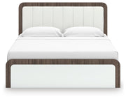 Kendanport White/Brown King Upholstered Bed - PCB1108B8