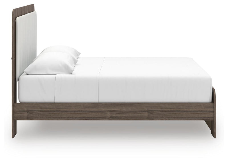 Kendanport White/Brown King Upholstered Bed - PCB1108B8
