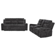 Kennett 2-piece Chenille Power Reclining Sofa Set Dark Grey - 610154P-S2