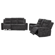 Kennett 2-piece Chenille Power Reclining Sofa Set Dark Grey - 610154P-S2