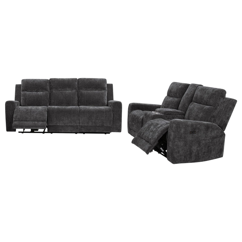 Kennett 2-piece Chenille Power Reclining Sofa Set Dark Grey - 610154P-S2