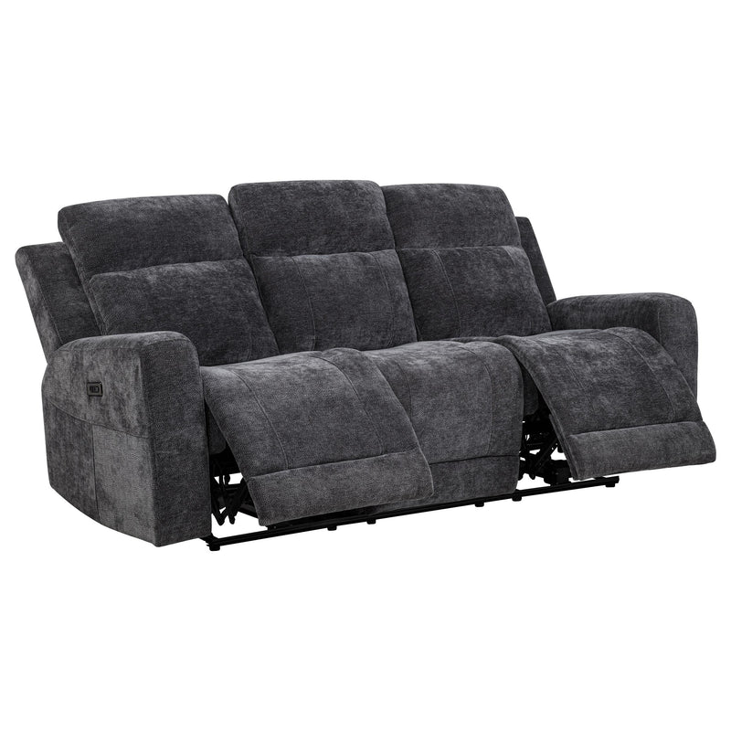 Kennett 2-piece Chenille Power Reclining Sofa Set Dark Grey - 610154P-S2
