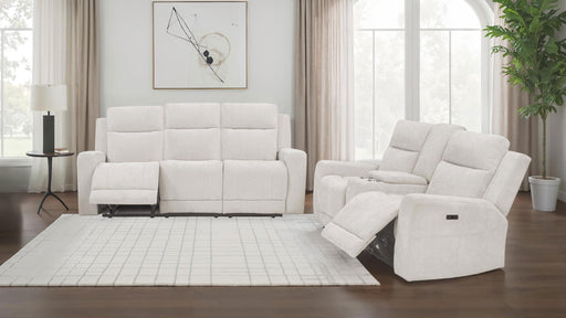 Kennett 2-piece Chenille Power Reclining Sofa Set Ivory - 610151P-S2