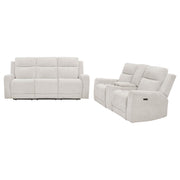 Kennett 2-piece Chenille Power Reclining Sofa Set Ivory - 610151P-S2