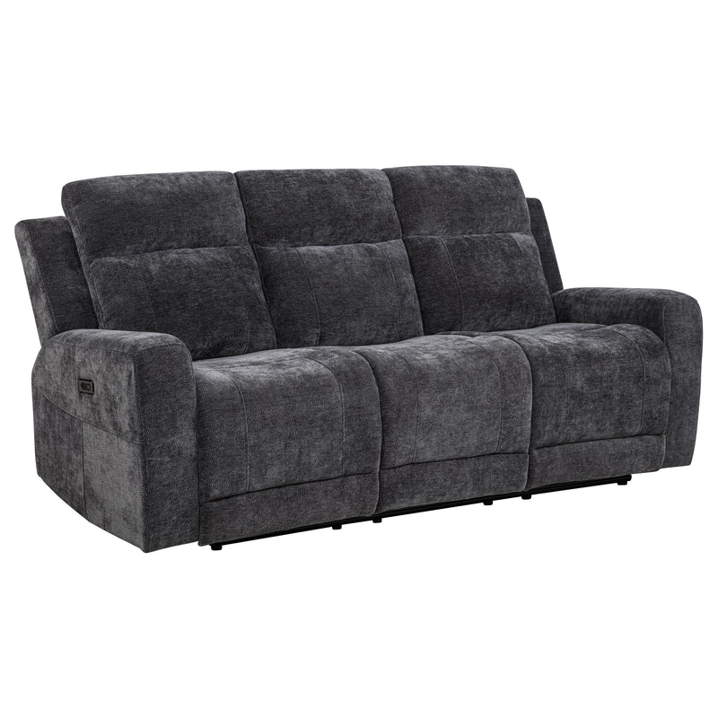 Kennett 3-piece Chenille Power Reclining Sofa Set Dark Grey - 610154P-S3