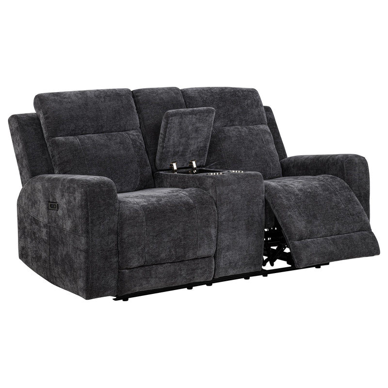 Kennett 3-piece Chenille Power Reclining Sofa Set Dark Grey - 610154P-S3