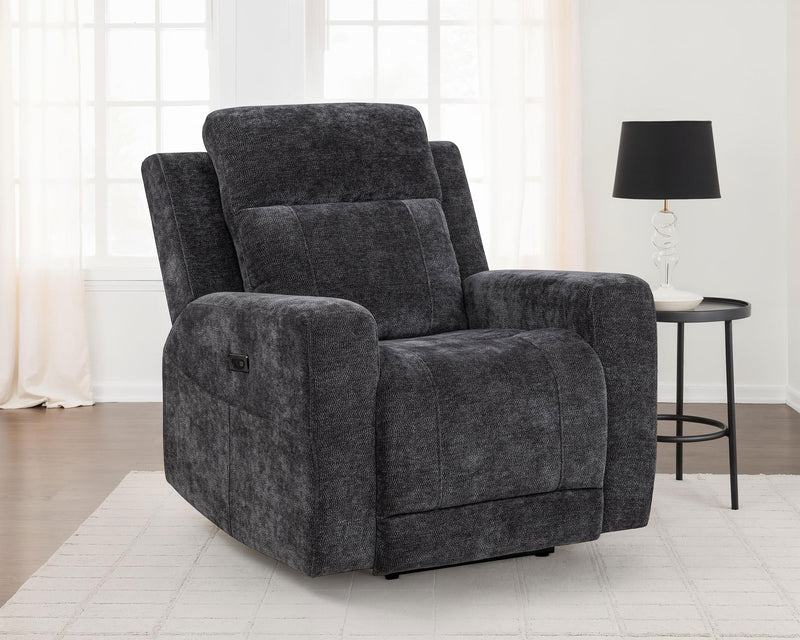 Kennett Chenille Upholstered Power Recliner Chair Dark Grey - 610156P