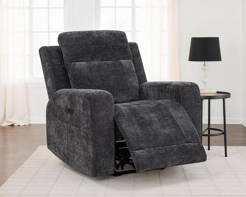 Kennett Chenille Upholstered Power Recliner Chair Dark Grey - 610156P