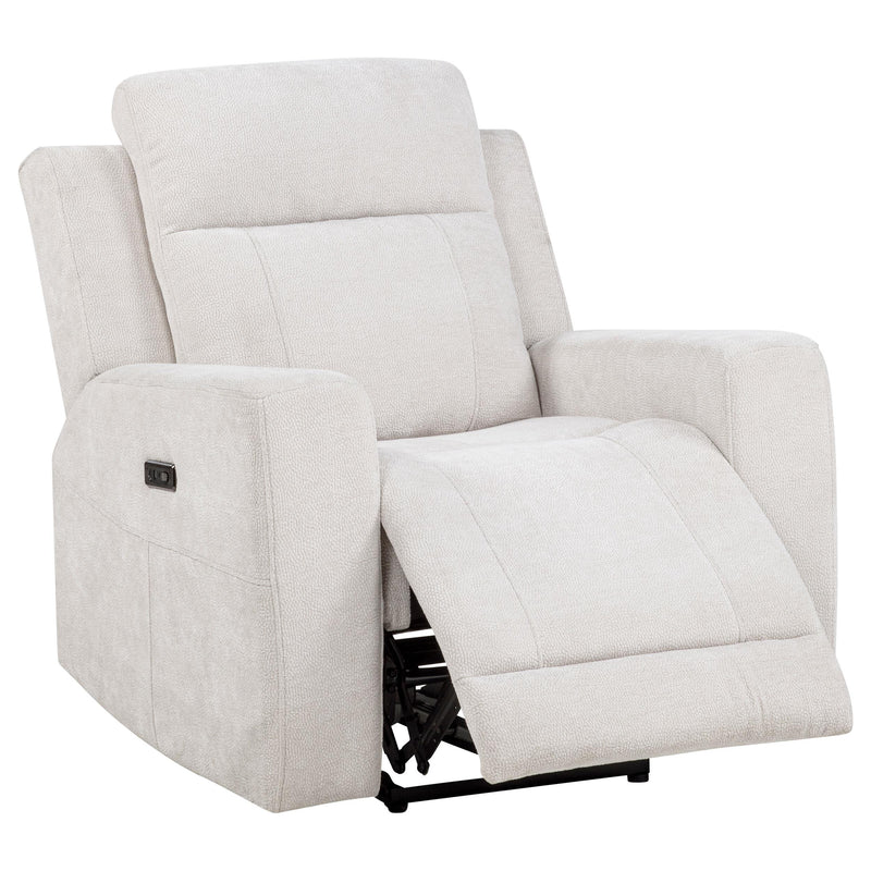 Kennett Chenille Upholstered Power Recliner Chair Ivory - 610153P