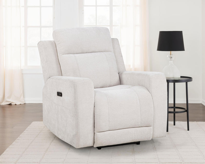 Kennett Chenille Upholstered Power Recliner Chair Ivory - 610153P